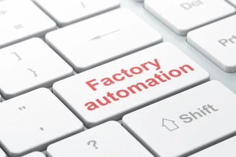 Manufacuring concept: Factory Automation on computer keyboard background Stock Illustration