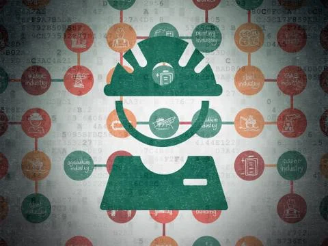 Manufacuring concept: Factory Worker on Digital Paper background 스톡 일러스트