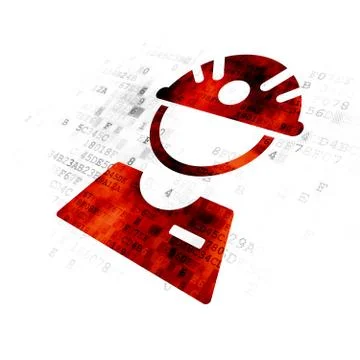 Manufacuring concept: Factory Worker on Digital background 库存插图