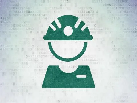 Manufacuring concept: Factory Worker on Digital Data Paper background Stock Illustration
