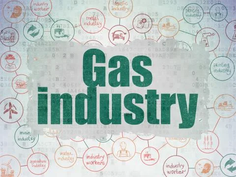 Manufacuring concept: Gas Industry on Digital Data Paper background 库存插图