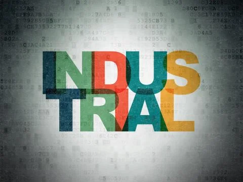 Manufacuring concept: Industrial on Digital Data Paper background Illustrazione stock