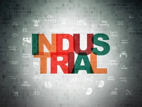 Manufacuring concept: Industrial on Digital Data Paper background Stock Illustration