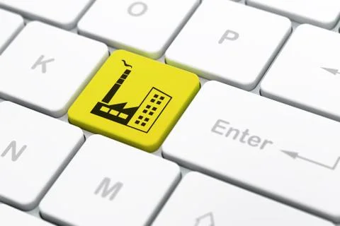 Manufacuring concept: Industry Building on computer keyboard background Stock Illustration