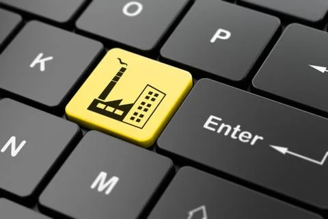 Manufacuring concept: Industry Building on computer keyboard background Stock Illustration