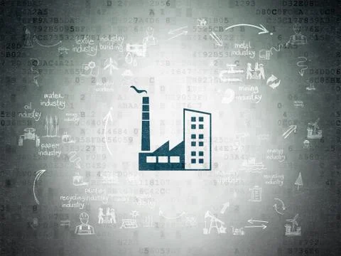 Manufacuring concept: Industry Building on Digital Paper background Ilustración de archivo