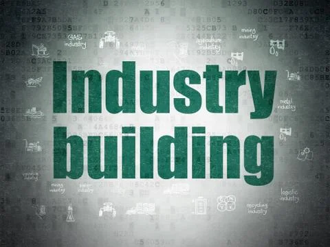 Manufacuring concept: Industry Building on Digital Data Paper background Stock Illustration