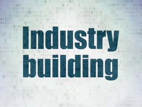 Manufacuring concept: Industry Building on Digital Data Paper background Ilustración de archivo