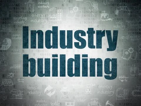 Manufacuring concept: Industry Building on Digital Data Paper background Stock Illustration