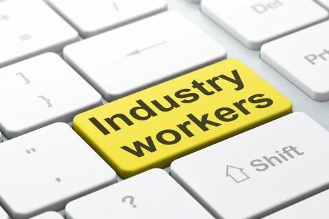 Manufacuring concept: Industry Workers on computer keyboard background Stock Illustration