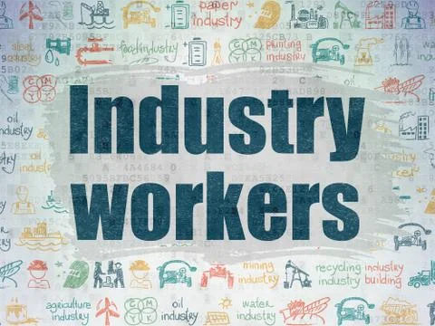 Manufacuring concept: Industry Workers on Digital Paper background Stock Illustration