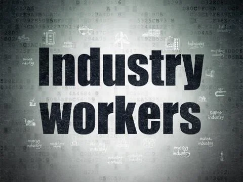 Manufacuring concept: Industry Workers on Digital Data Paper background Stock Illustration