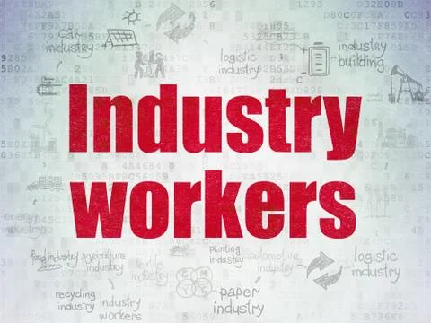 Manufacuring concept: Industry Workers on Digital Data Paper background 库存插图