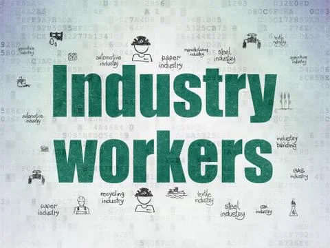 Manufacuring concept: Industry Workers on Digital Data Paper background Illustrazione stock