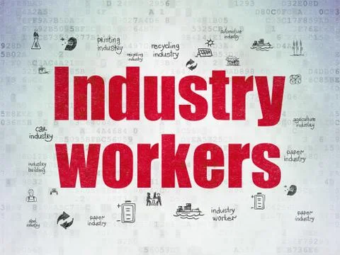 Manufacuring concept: Industry Workers on Digital Data Paper background Stock Illustration