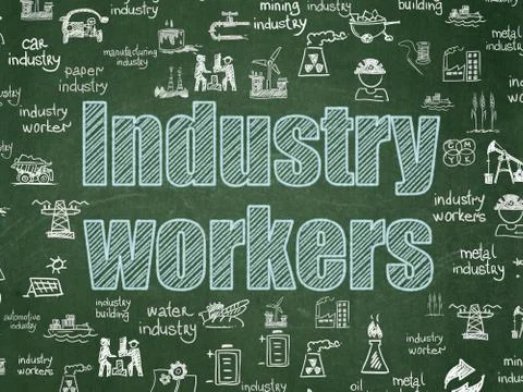 Manufacuring concept: Industry Workers on School board background Ilustración de archivo