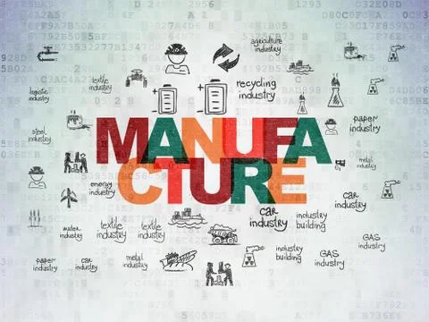Manufacuring concept: Manufacture on Digital Data Paper background Stock Illustration