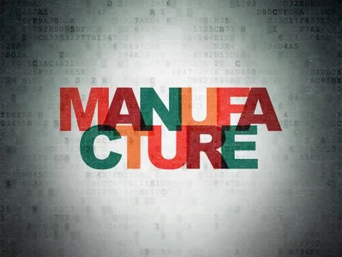Manufacuring concept: Manufacture on Digital Data Paper background Illustrazione stock