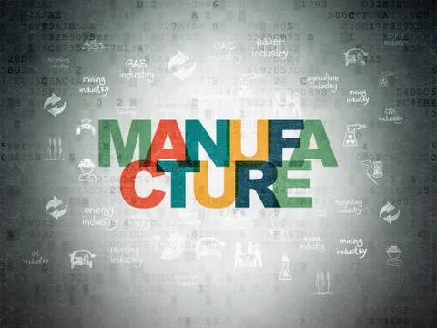 Manufacuring concept: Manufacture on Digital Data Paper background Illustrazione stock