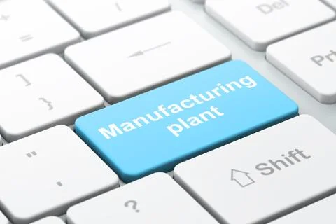 Manufacuring concept: Manufacturing Plant on computer keyboard background Illustrazione stock