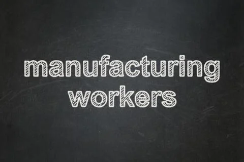Manufacuring concept: Manufacturing Workers on chalkboard background Stock Illustration