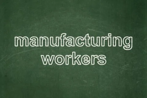 Manufacuring concept: Manufacturing Workers on chalkboard background Stock Illustration