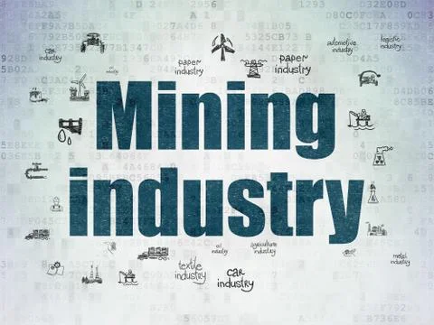 Manufacuring concept: Mining Industry on Digital Data Paper background Illustrazione stock