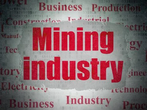Manufacuring concept: Mining Industry on Digital Data Paper background Illustrazione stock