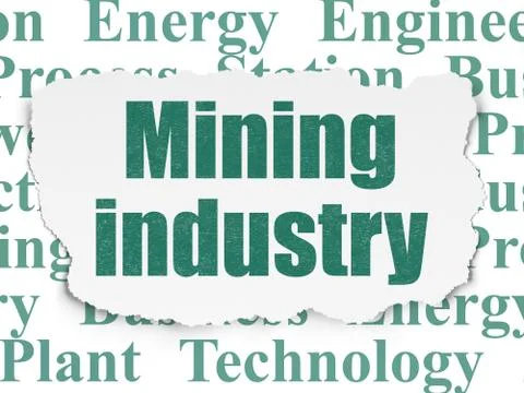 Manufacuring concept: Mining Industry on Torn Paper background Ilustración de archivo