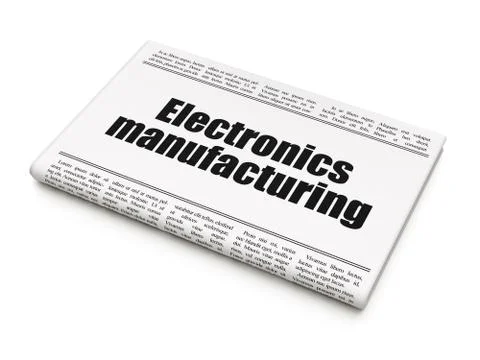 Manufacuring concept: newspaper headline Electronics Manufacturing Stock Illustration