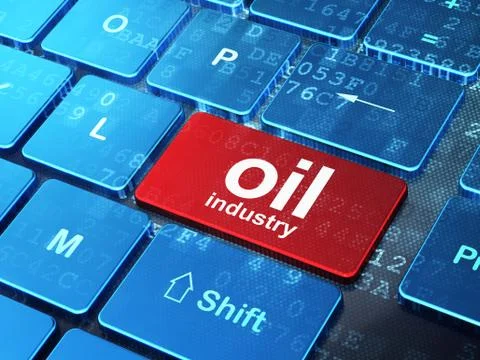 Manufacuring concept: Oil Industry on computer keyboard background Illustrazione stock