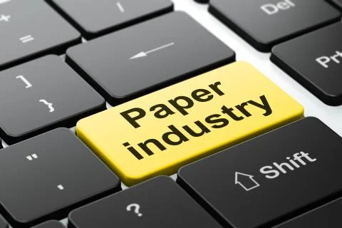Manufacuring concept: Paper Industry on computer keyboard background 스톡 일러스트