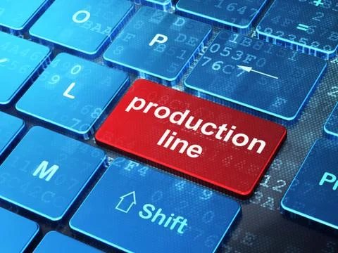 Manufacuring concept: Production Line on computer keyboard background 스톡 일러스트