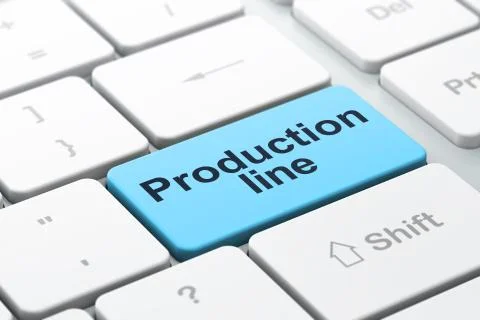 Manufacuring concept: Production Line on computer keyboard background Stock Illustration