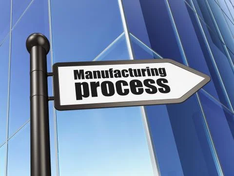Manufacuring concept: sign Manufacturing Process on Building background Ilustración de archivo