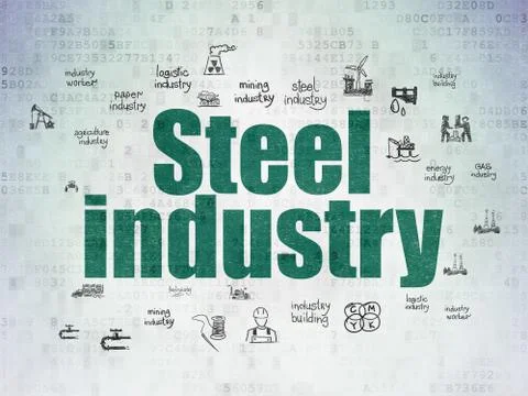Manufacuring concept: Steel Industry on Digital Data Paper background Illustrazione stock