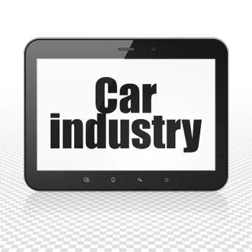 Manufacuring concept: Tablet Computer with Car Industry on display Stock Illustration