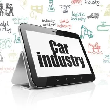 Manufacuring concept: Tablet Computer with Car Industry on display Stock Illustration