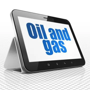 Manufacuring concept: Tablet Computer with Oil and Gas on display Stock Illustration