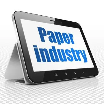 Manufacuring concept: Tablet Computer with Paper Industry on display Stock Illustration