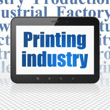Manufacuring concept: Tablet Computer with Printing Industry on display Stock Illustration