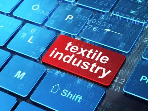 Manufacuring concept: Textile Industry on computer keyboard background Illustrazione stock