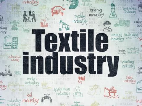 Manufacuring concept: Textile Industry on Digital Data Paper background Stock Illustration