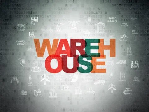 Manufacuring concept: Warehouse on Digital Paper background Stock Illustration