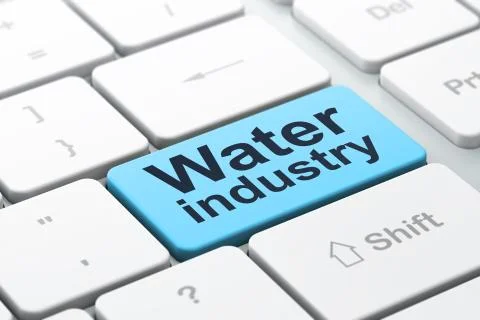 Manufacuring concept: Water Industry on computer keyboard background Illustrazione stock