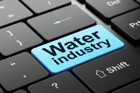Manufacuring concept: Water Industry on computer keyboard background Ilustración de archivo