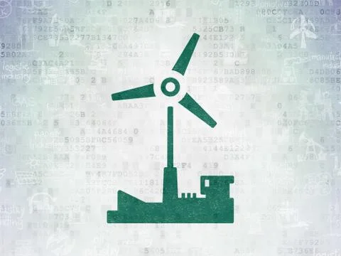 Manufacuring concept: Windmill on Digital Data Paper background Stock Illustration
