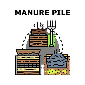 Manure pile composting process graphic illustration 스톡 일러스트