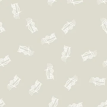 Manure spreader farm machine line seamless pattern Stock Illustration