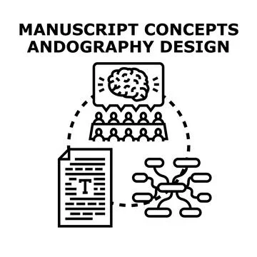 Manuscript concept development and creative project design Stock Illustration